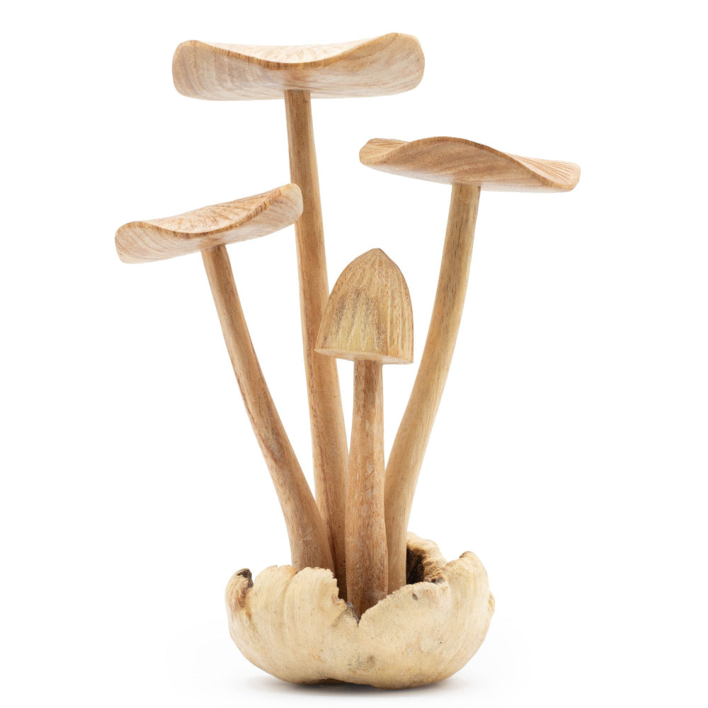 Handmade Parasite Wood Carving — Mushroom Cluster