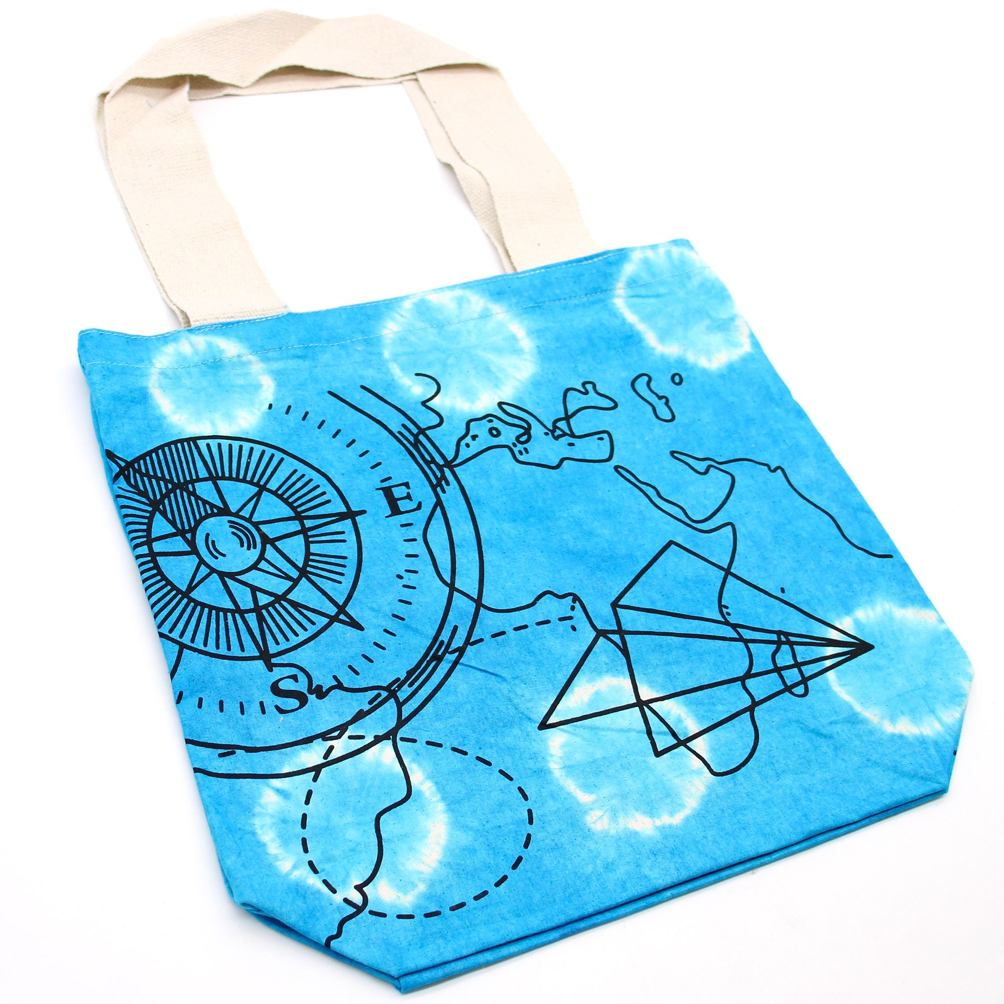 Compass  Blue Tie Dye Cotton Bag (6oz)