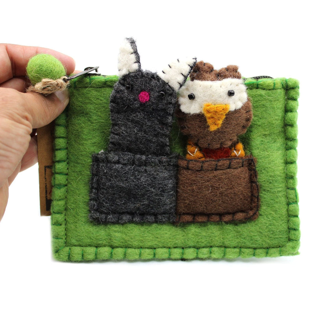 Owl & Pussycat Pouch with Finger Puppets