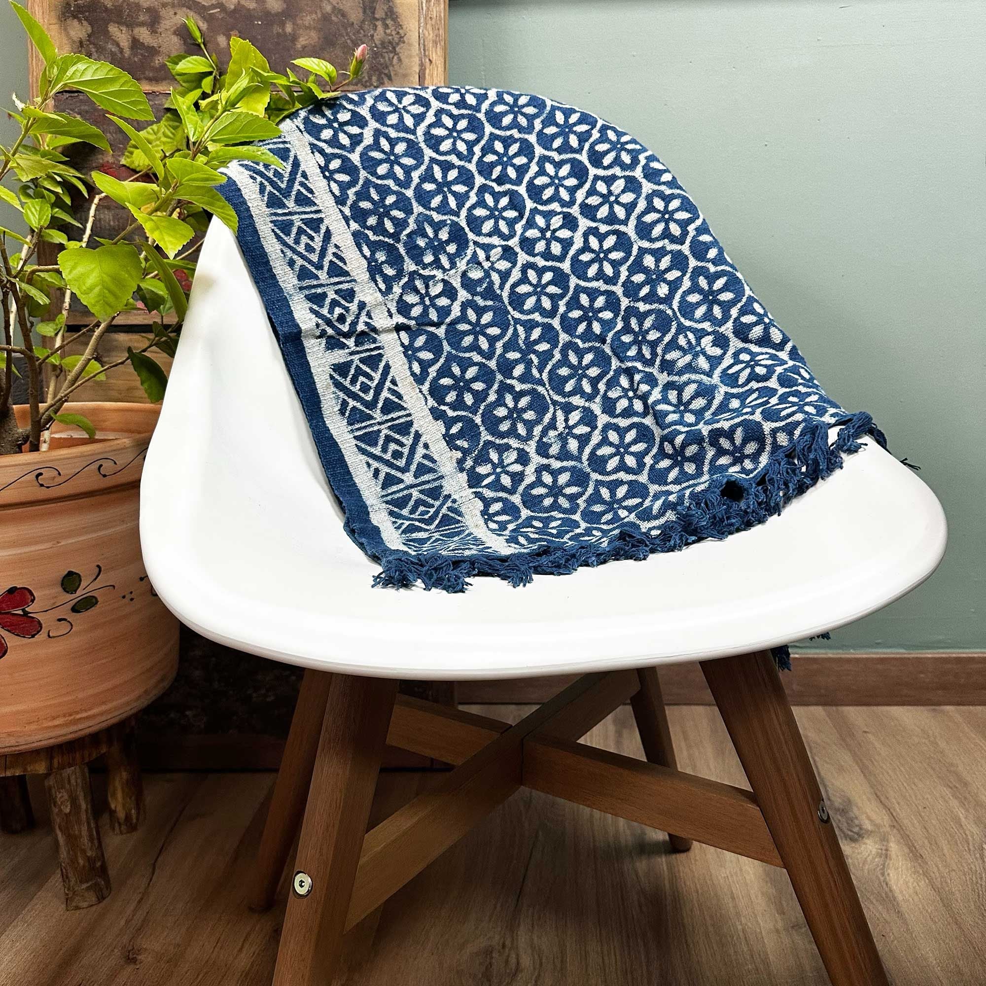 Madjid Tiles Handmade Indigo Runner