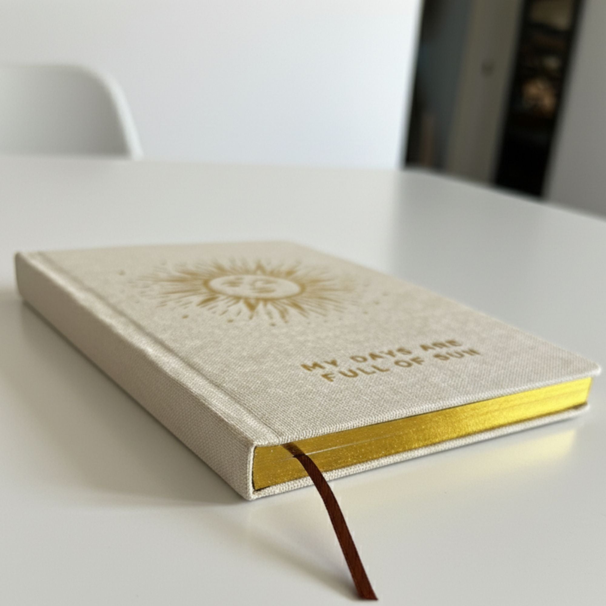 My Days are Full of Sun Ivory Gratitude Journal with Gold Lining