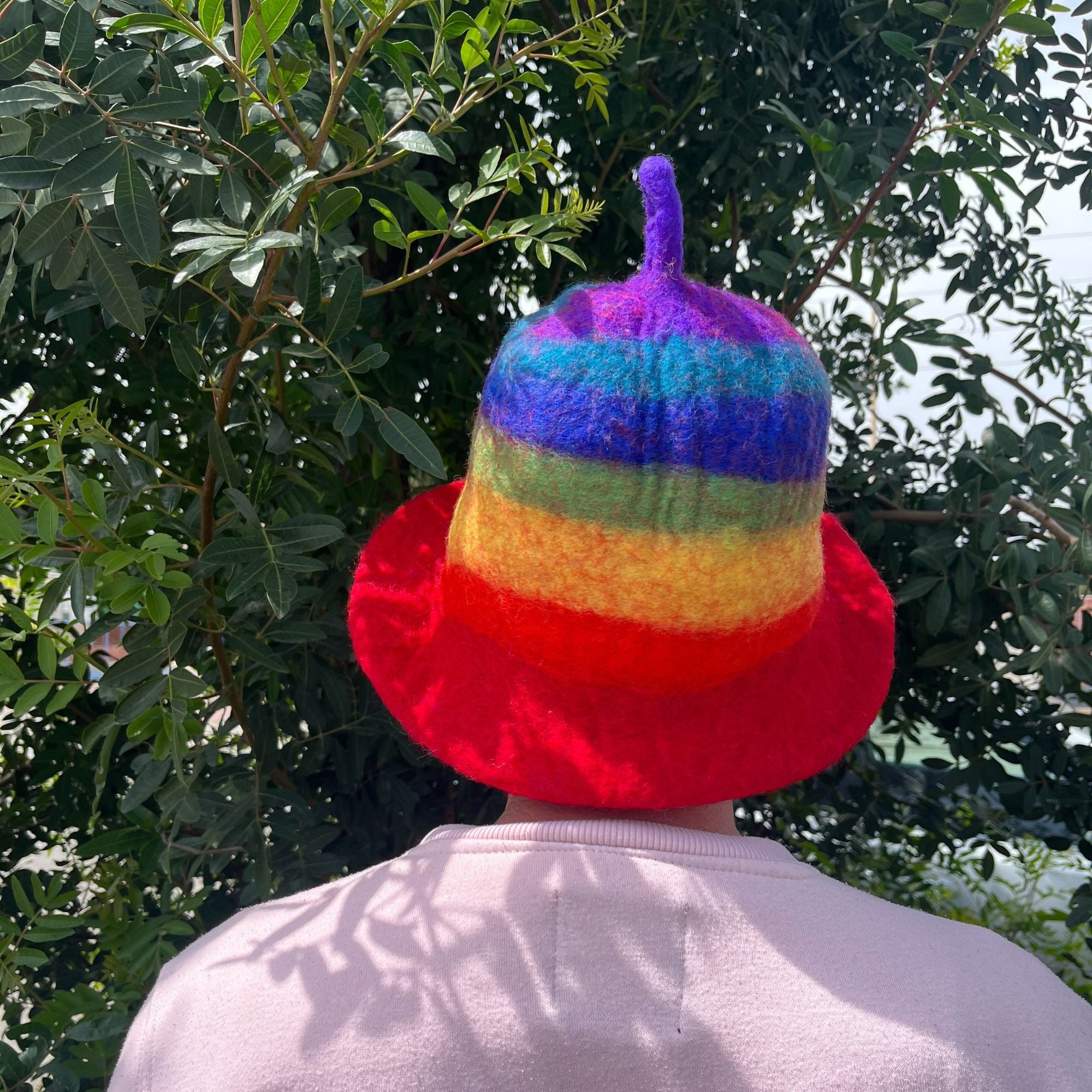 Rainbow Felted Sauna Bowl Hat