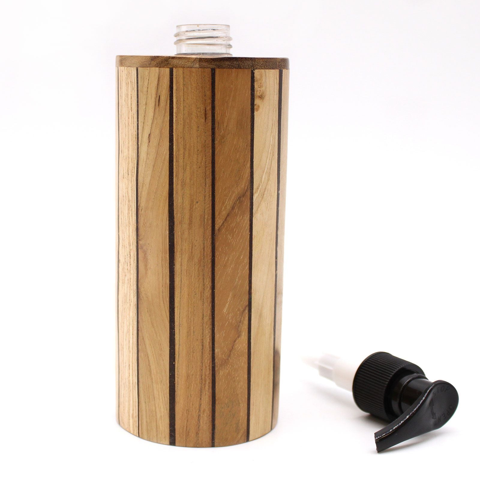 Round Natural Teakwood Soap Dispenser