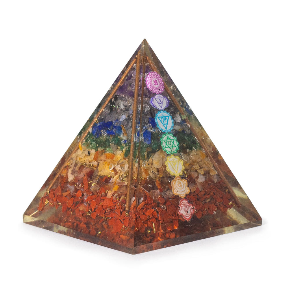 7 Chakra Chip Copper Bars Medium Orgonite Pyramid
