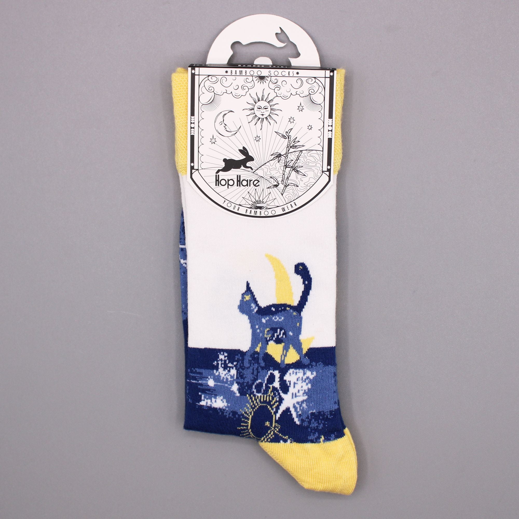 Midnight Cat Hop Hare Bamboo Socks S/M