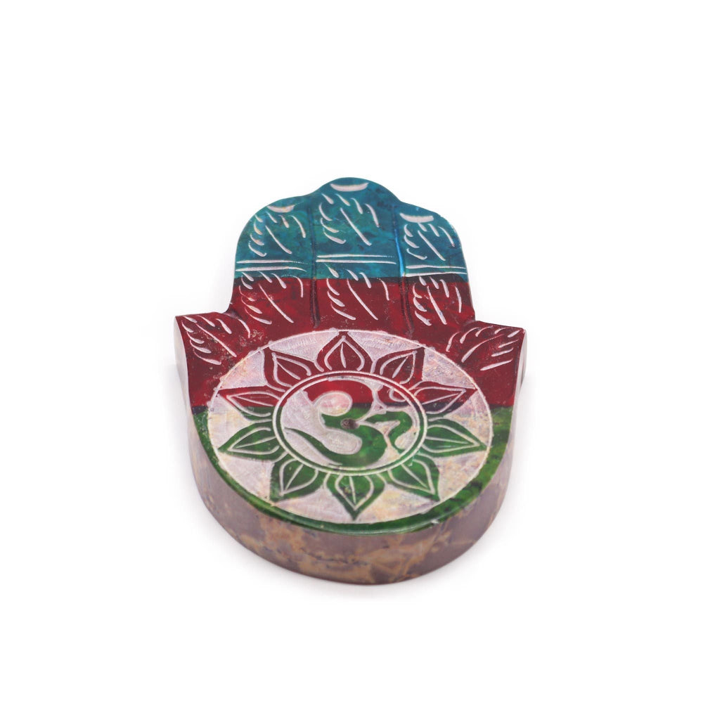 OM Soapstone Hamsa Incense Holder