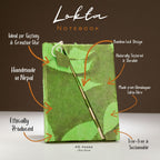 Lokta Moss Green Bold Floral Bamboo Lock Notebook  Medium
