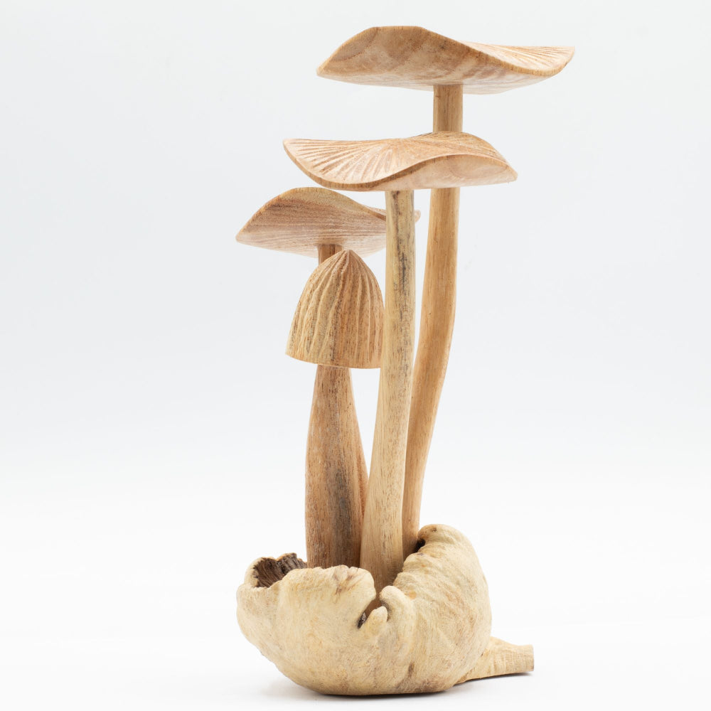 Handmade Parasite Wood Carving — Mushroom Cluster