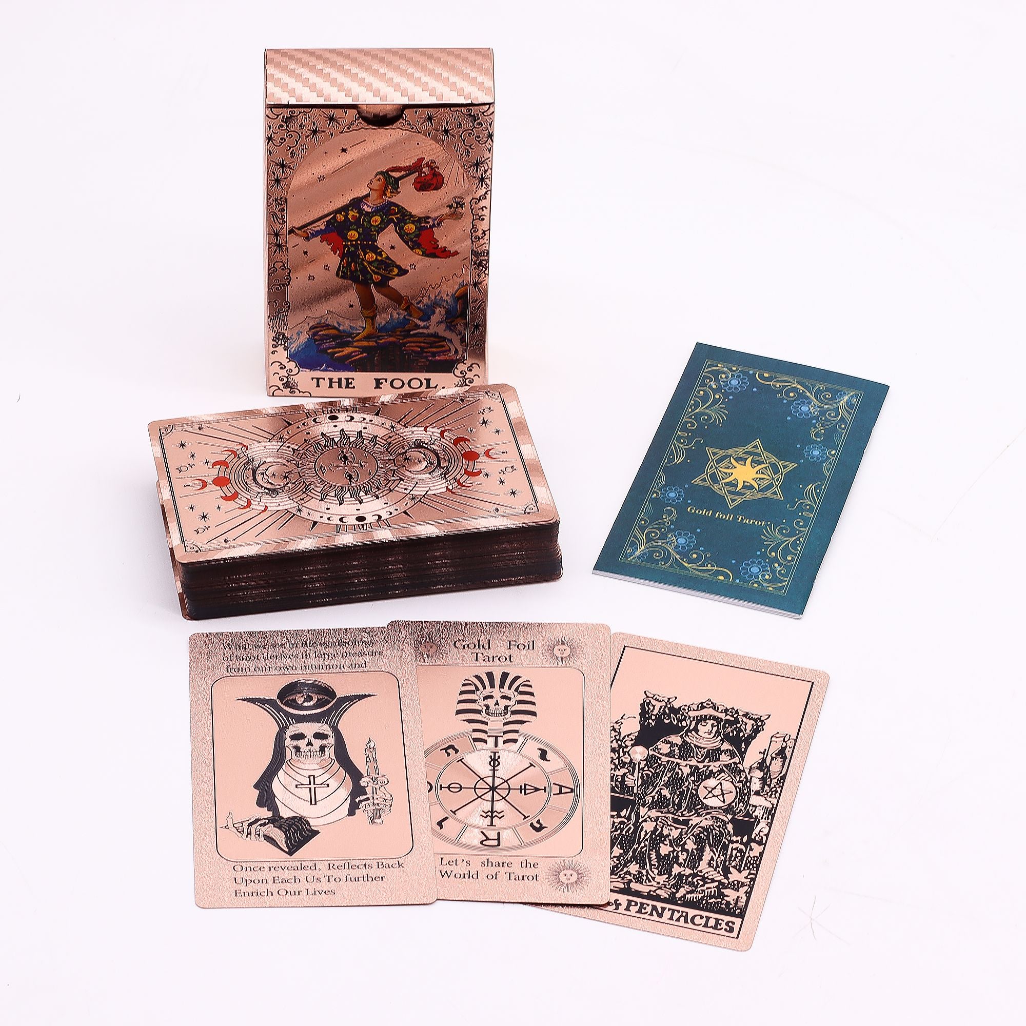 Moon Phase Rose Gold Foil Tarot Card Set with booklet