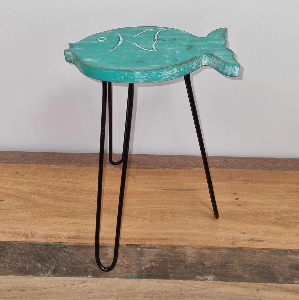 Turquoise Albasia Wood Fish Stand