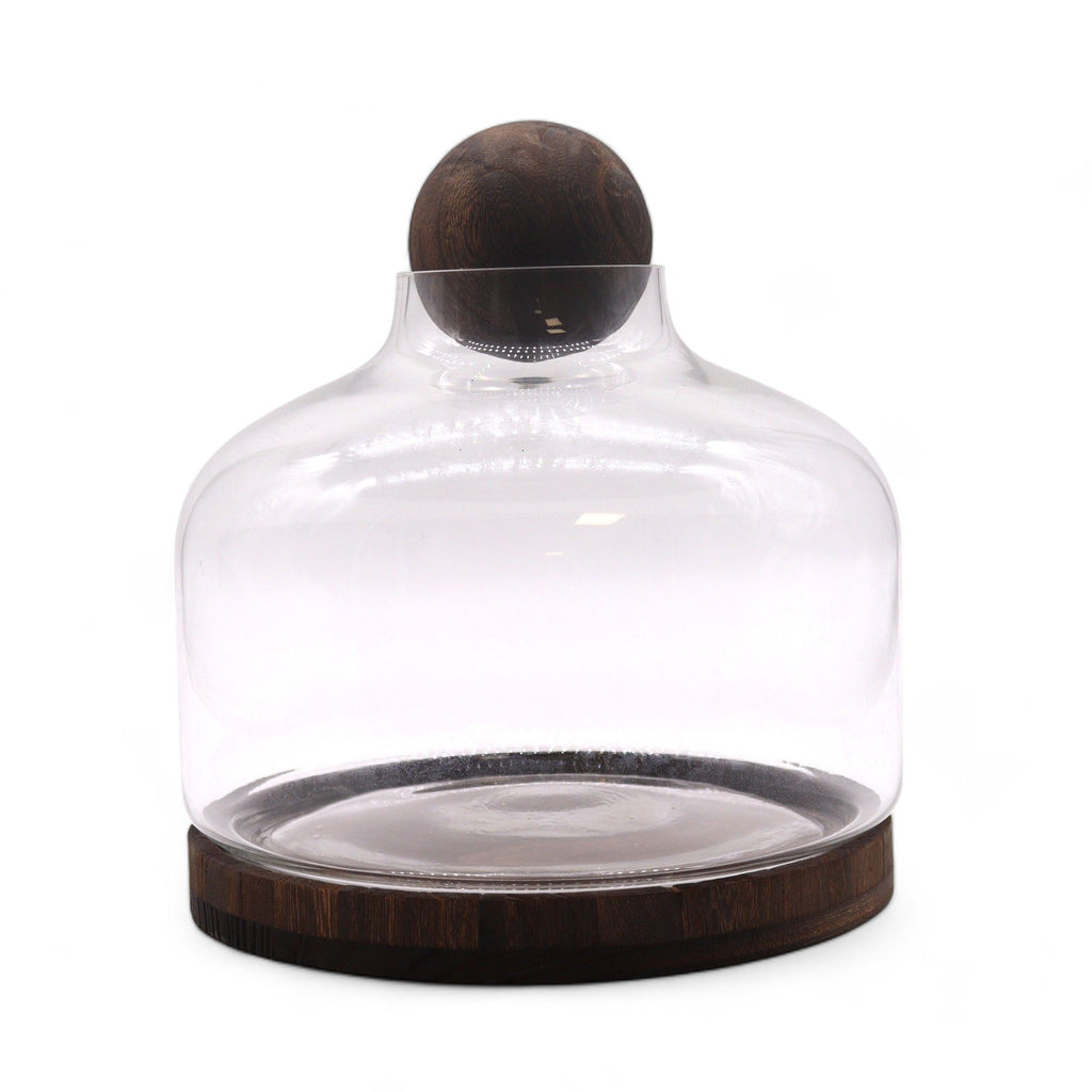 Apothecary Ball Terrarium on Dark Tung Wood Stand — Extra Large