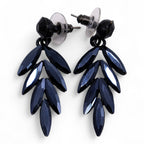Long Drop Jet Black Vintage Glass Earrings