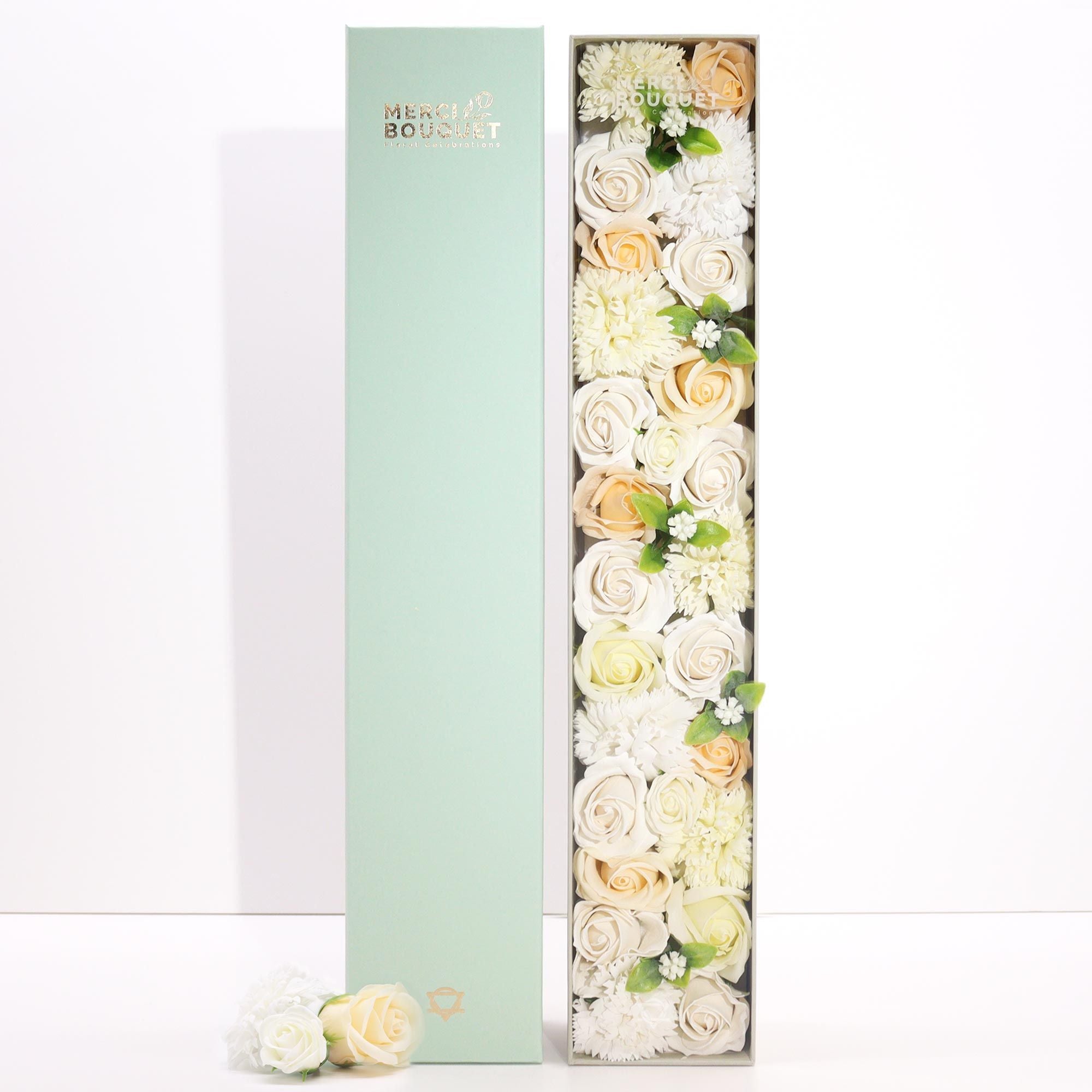 Wedding Blessings White & Ivory Soap Flower Extra Long Box