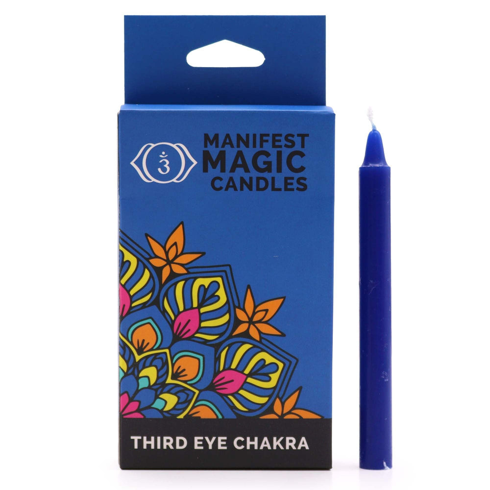 Indigo Third Eye Chakra Manifest Magic Candles – Pack of 12 | Intuition, Insight & Inner Vision