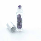Amethyst Gemstone Essential Oil Roller Bottle  Silver Cap