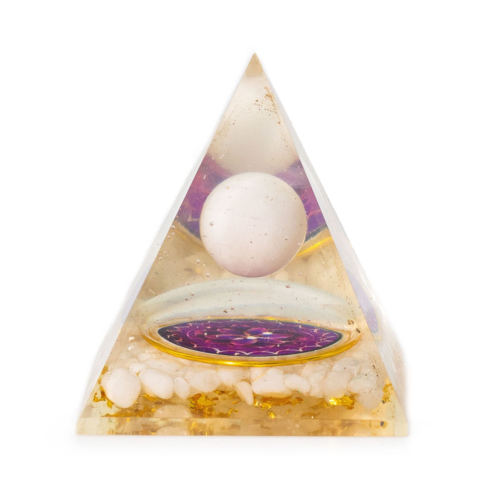 Floating Quartz Sphere Medium Orgonite Pyramid 7x6cm