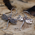 Dragonflies Silver & Gold Earrings