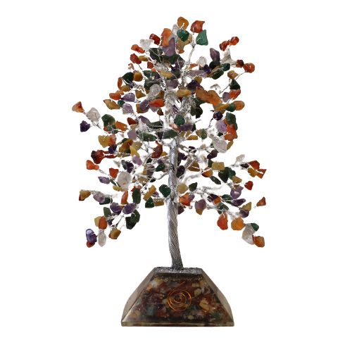 Multi Gemstone Tree with Orgonite Base - 320 Stone