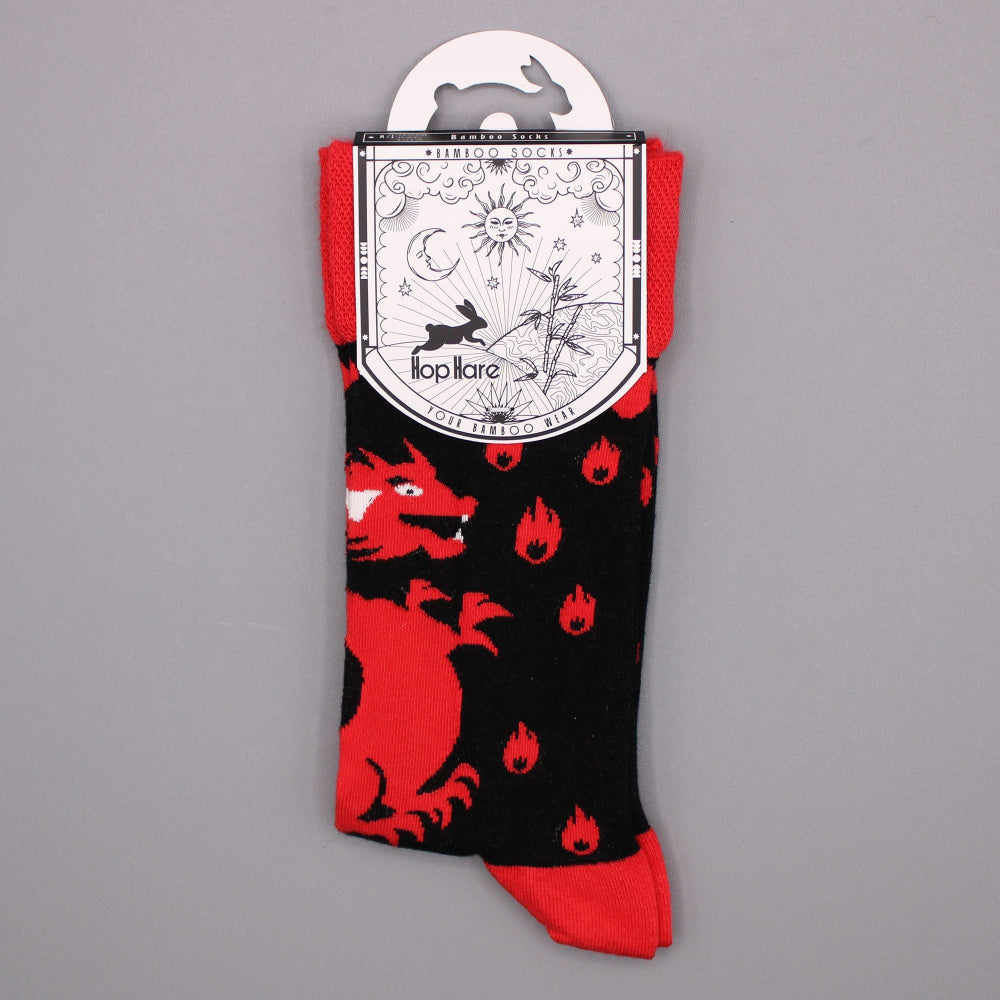Red Dragons Hop Hare Bamboo Socks S/M