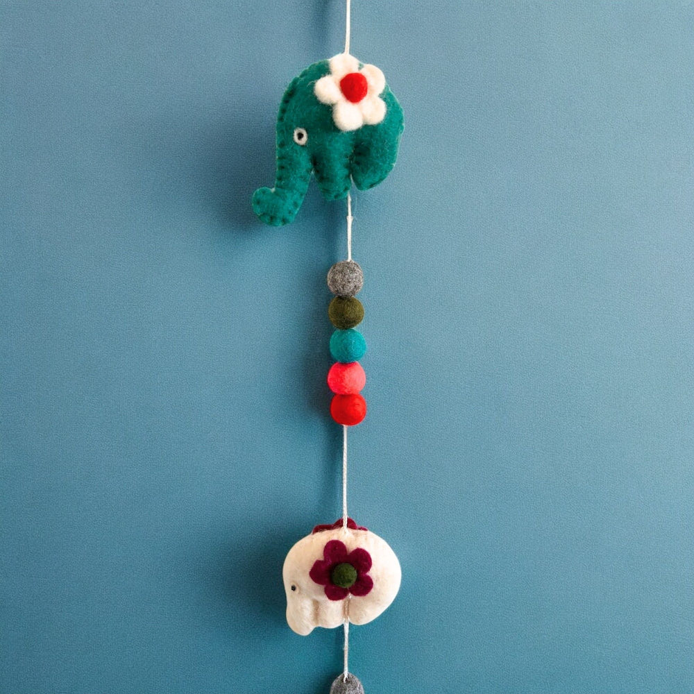 Elephant Felt Wall Hanging (random colours)