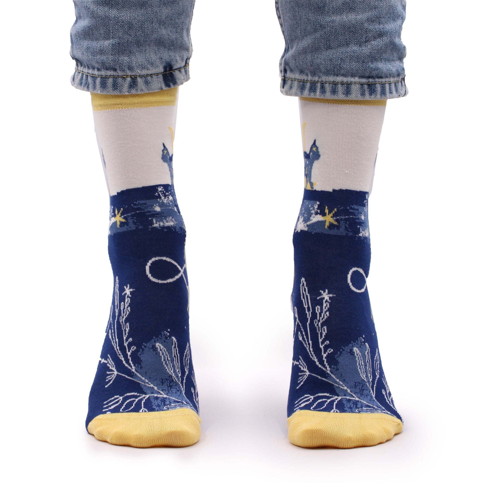 Midnight Cat Hop Hare Bamboo Socks S/M