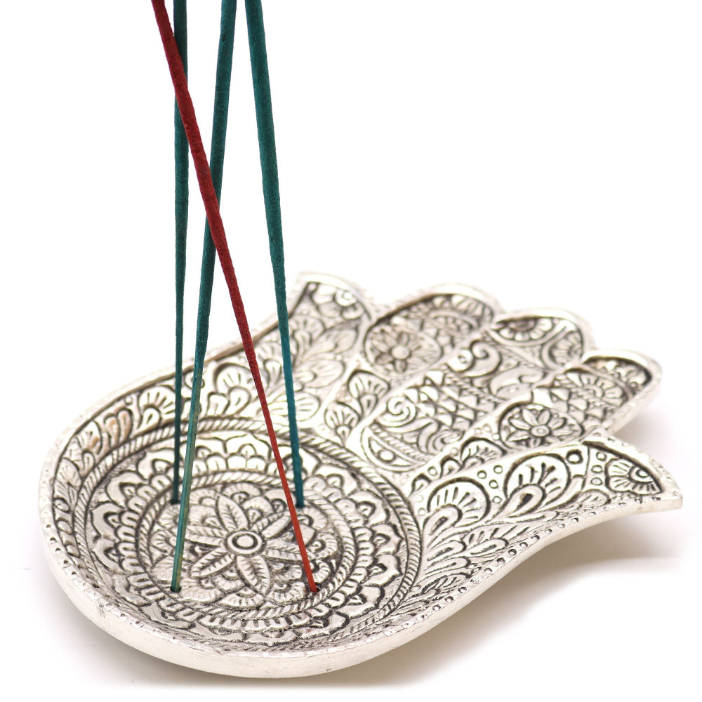 Polished Aluminium Hamsa  Incense Holder