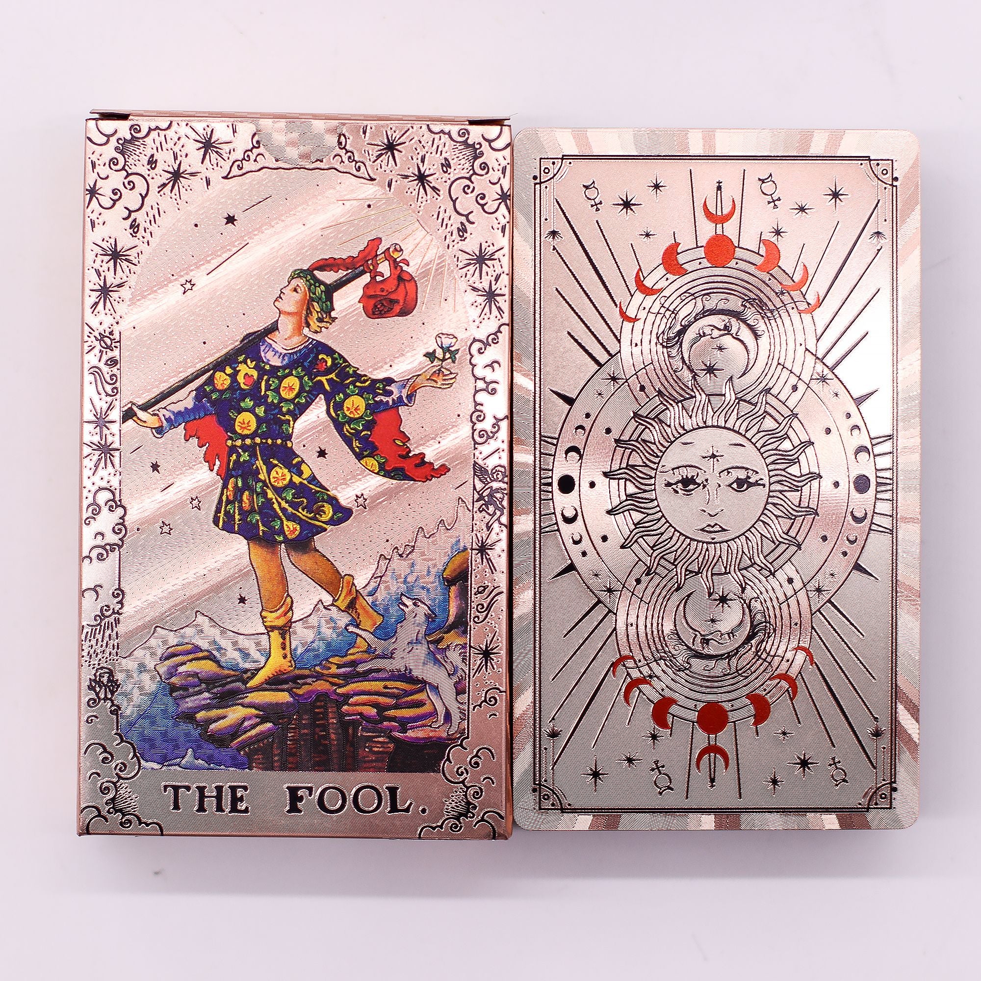 Moon Phase Rose Gold Foil Tarot Card Set with booklet