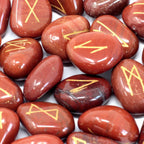 Red Jasper Runes Stone Set in Pouch