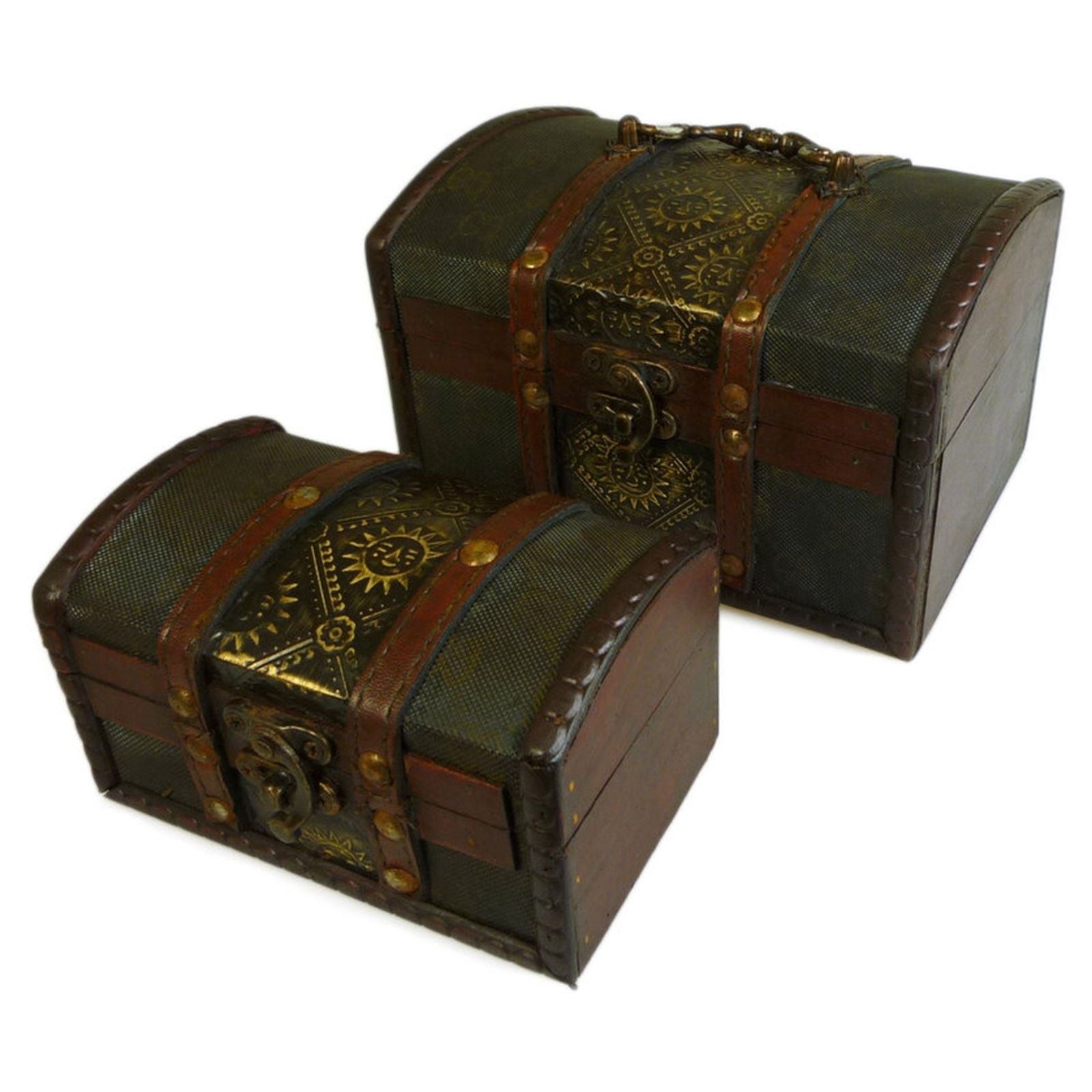 Metal Embossed Colonial Boxes Set of 2