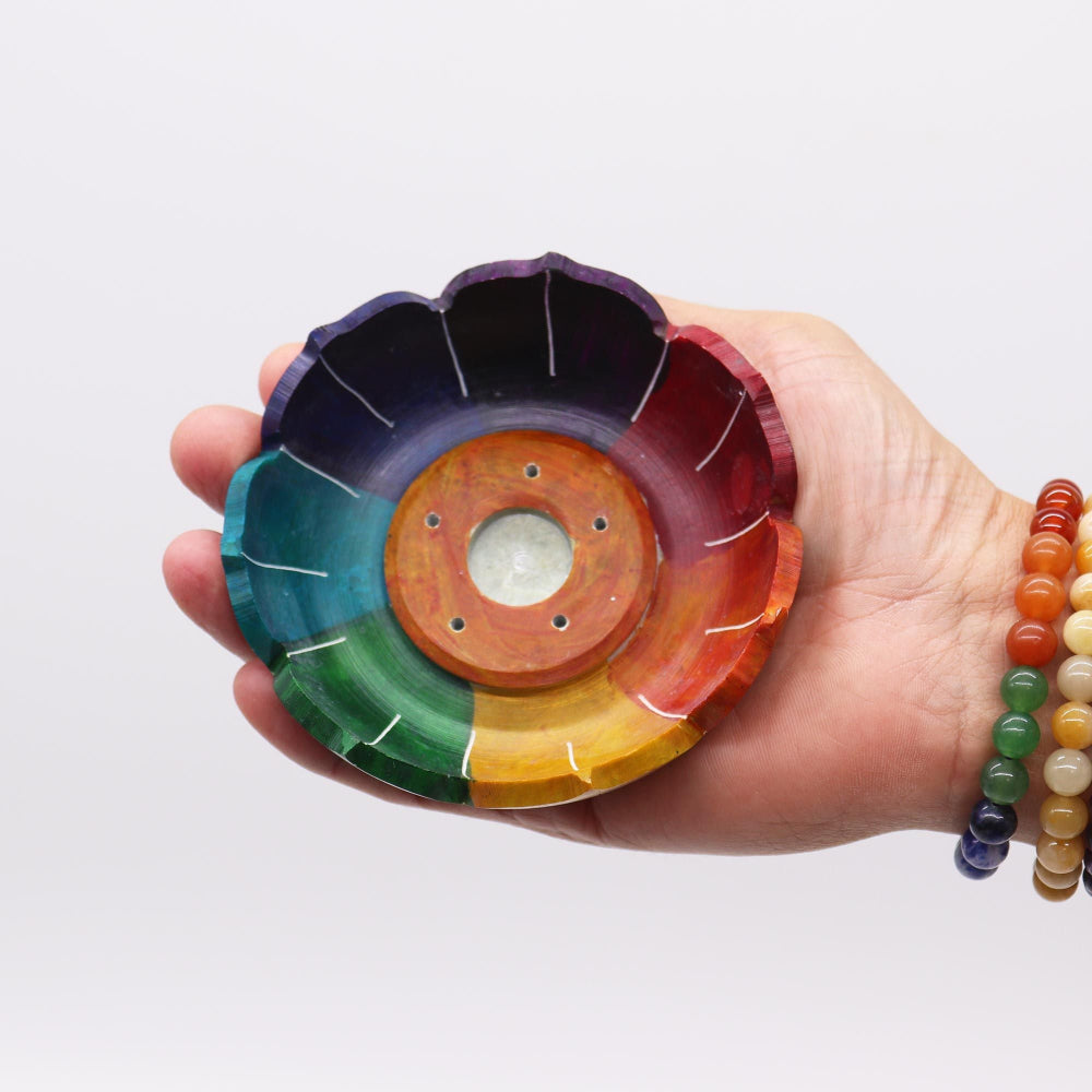 Chakra Colours Soapstone Lotus Flower Incense Holder