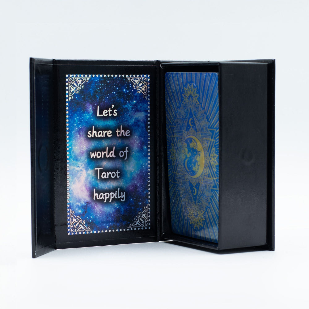 Moon Face Blue Foil Tarot Card Set with booklet