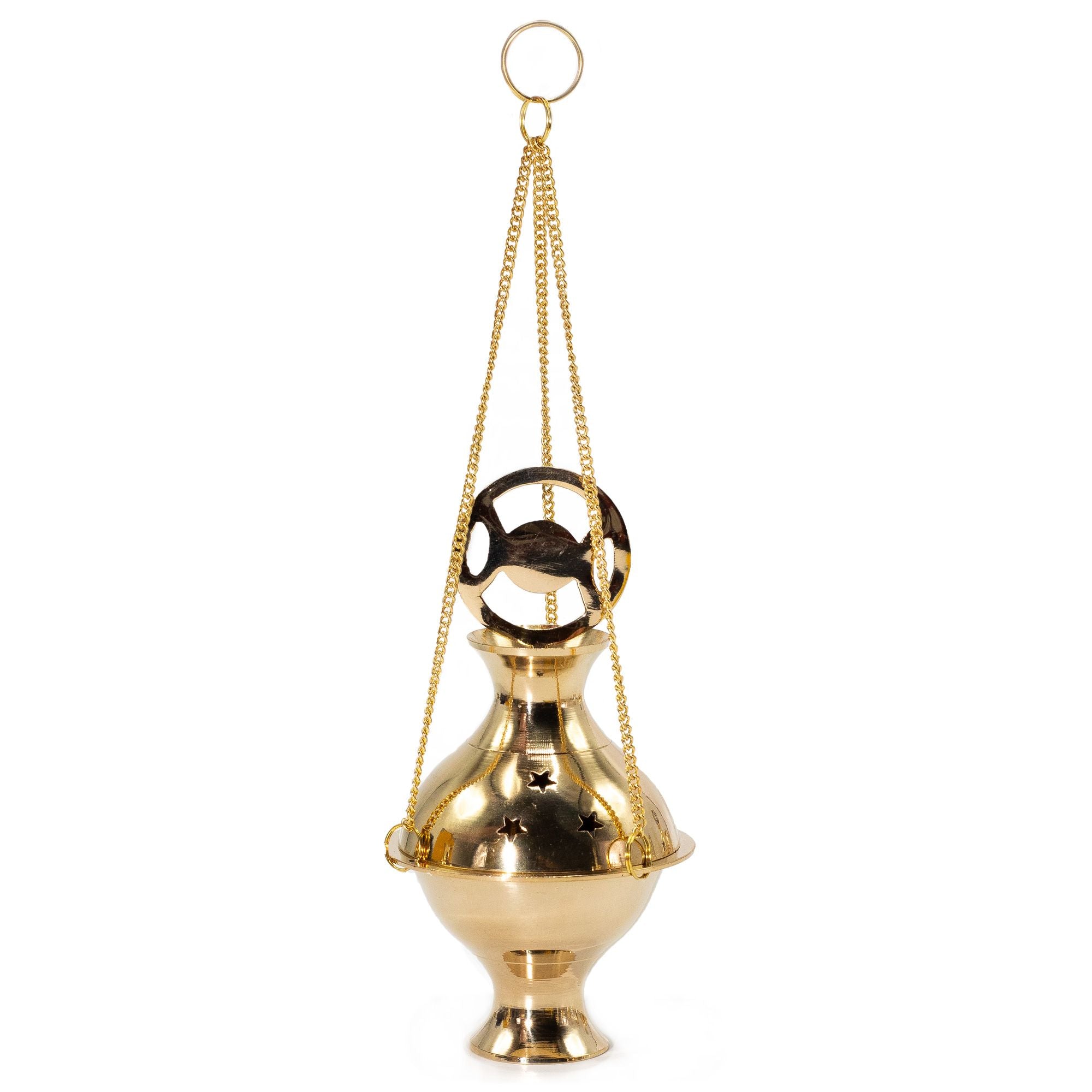 Three Phase Moon Hanging Brass Incense Burner