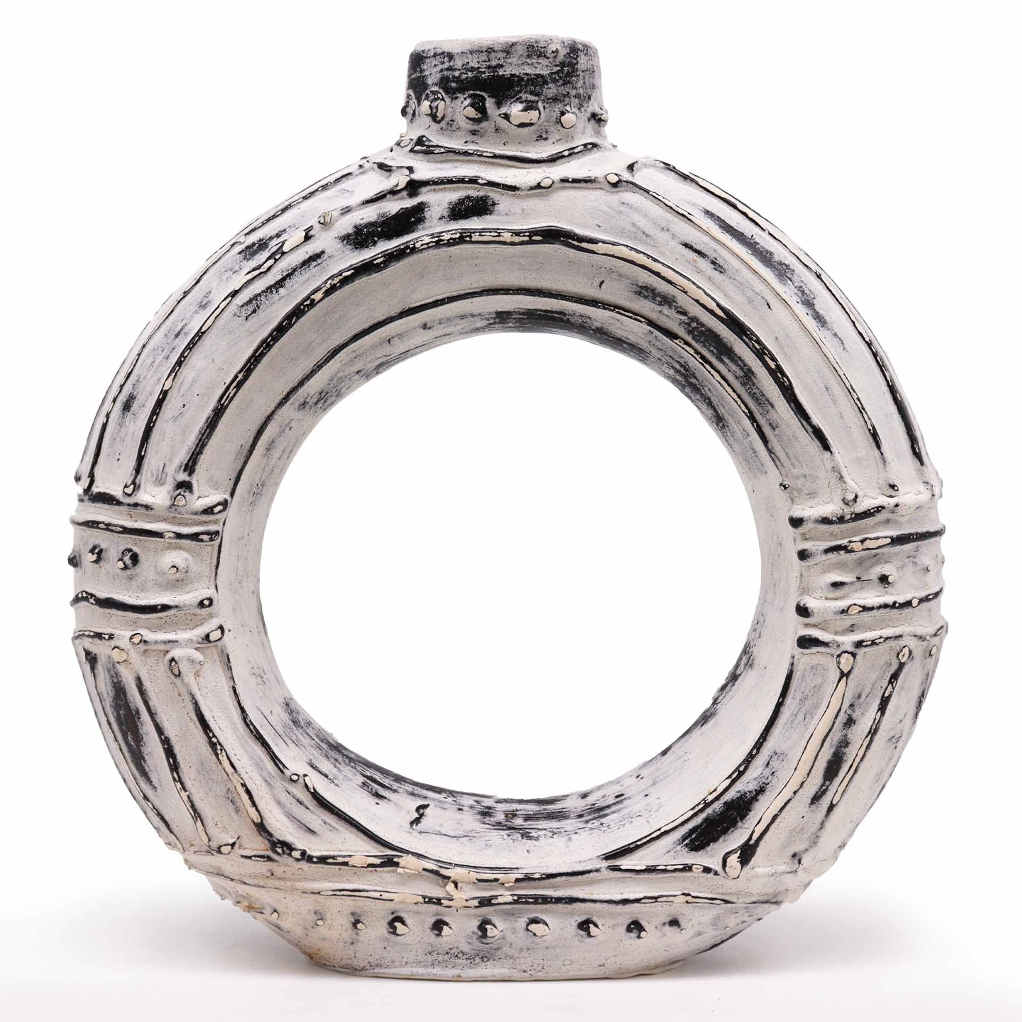 Cream Round Donut Shaped Vase  30cm