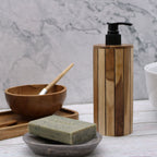 Round Natural Teakwood Soap Dispenser