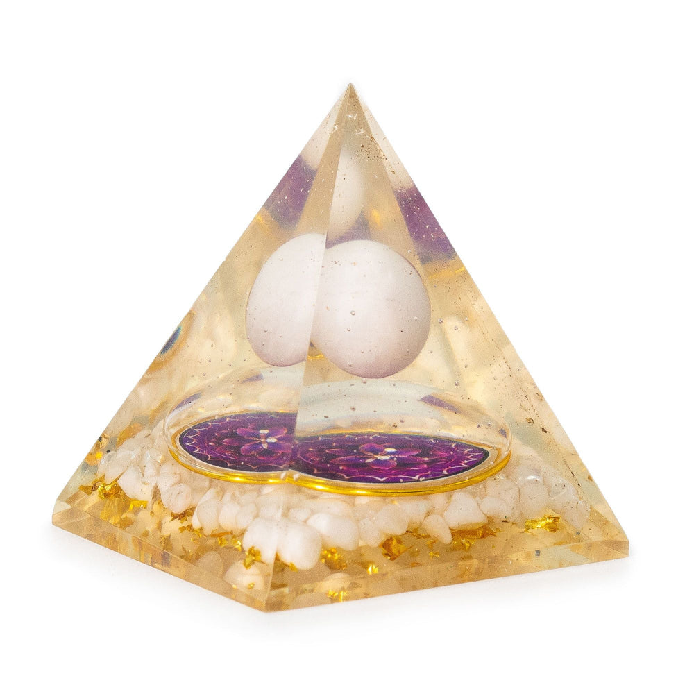 Floating Quartz Sphere Medium Orgonite Pyramid 7x6cm