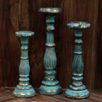 Turquoise Gold Candle Stand Large