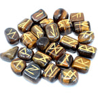 Tiger Eye Runes Stone Set in Pouch