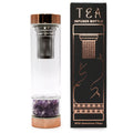 Amethyst  Rose Gold Crystal Glass Tea Infuser Bottle