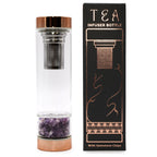 Amethyst  Rose Gold Crystal Glass Tea Infuser Bottle