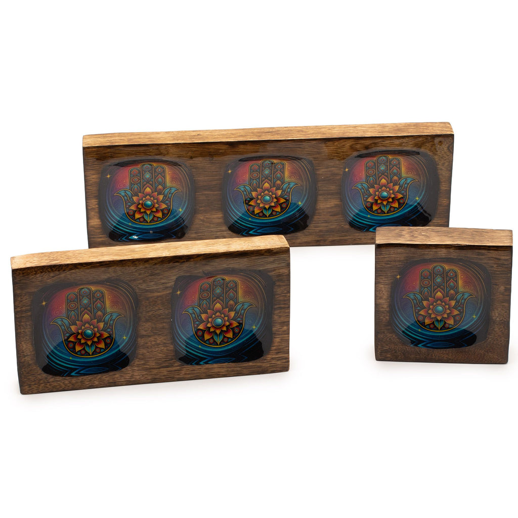 Hamsa Enamelled Mango Tray Set
