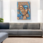 Bronze & Blue Flower Buddha Painting