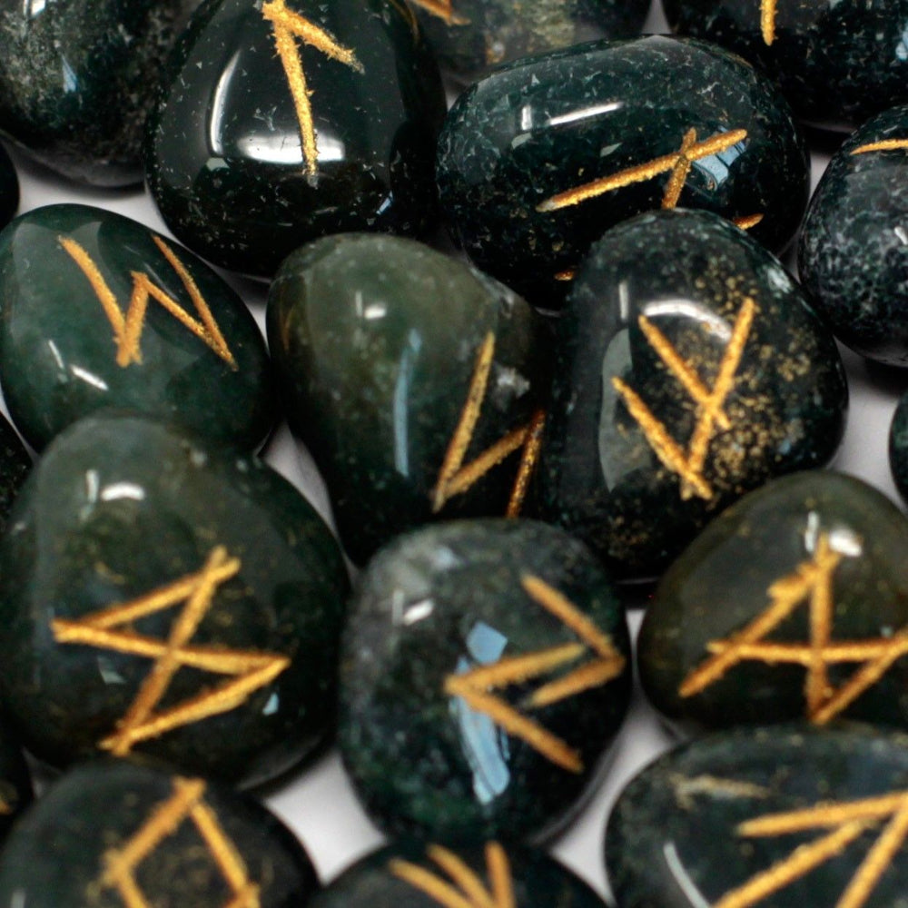 Bloodstone Runes Stone Set in Pouch