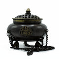 Four Symbol Hanging Pot - Large Brass Tibetan Incense Burner