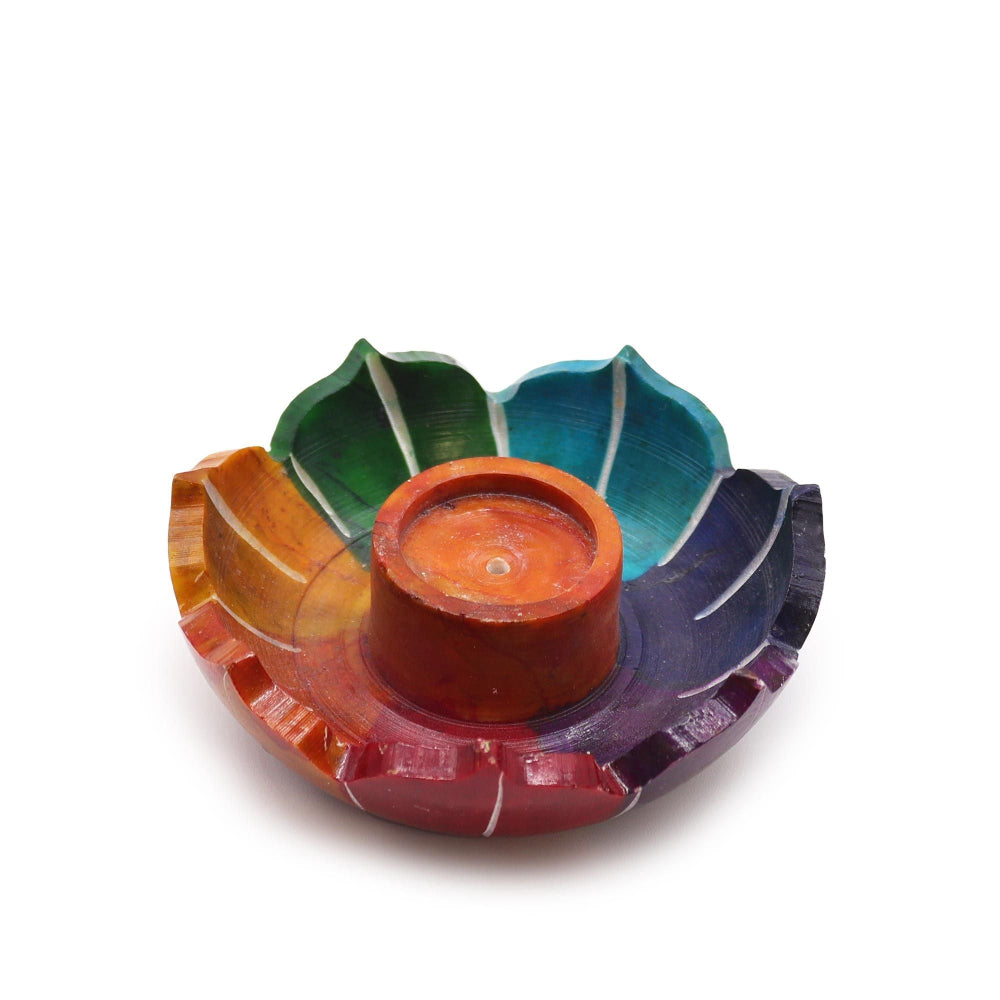 Chakra Colours Soapstone Small Lotus Flower Incense Holder