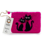 Two Cats Natural Felt Zipper Pouch (asst)