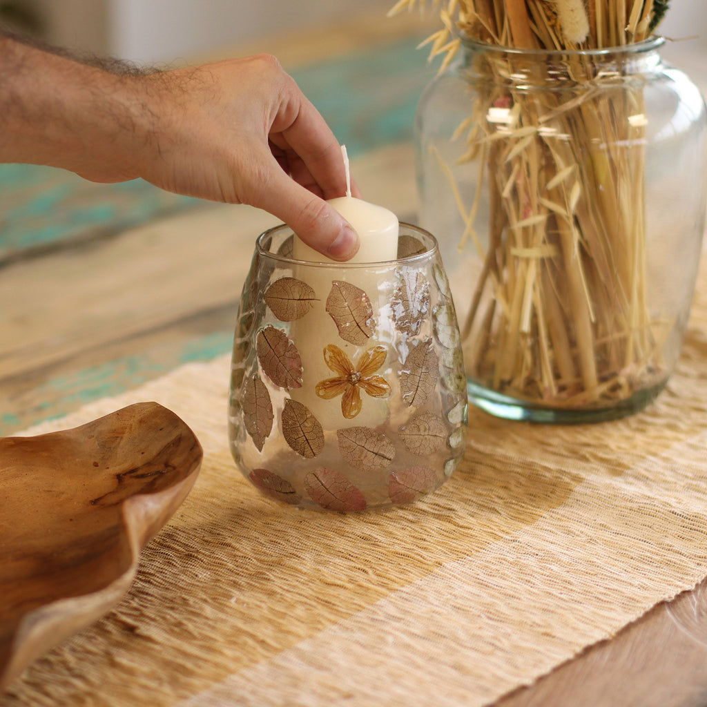 Primavera Natural Floral Glass Vase Candle Holder