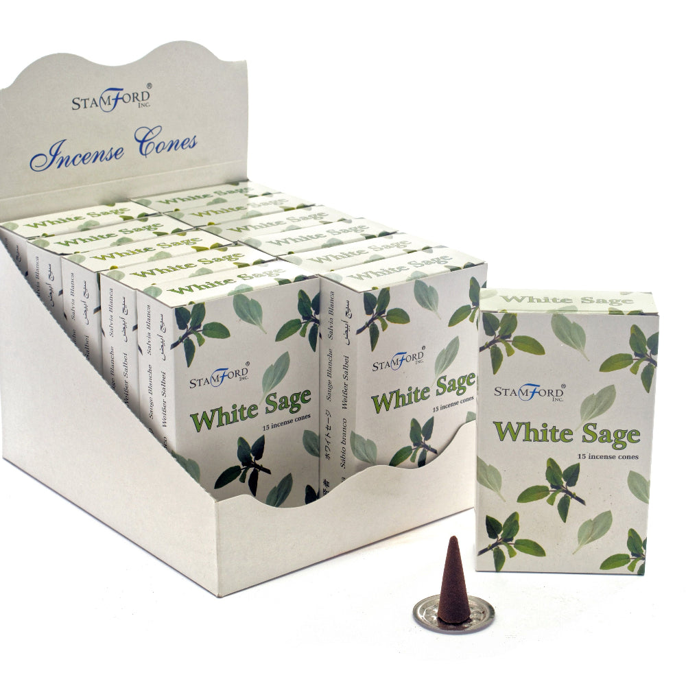 White Sage Incense Cones | Stamford Premium | Pack of 15