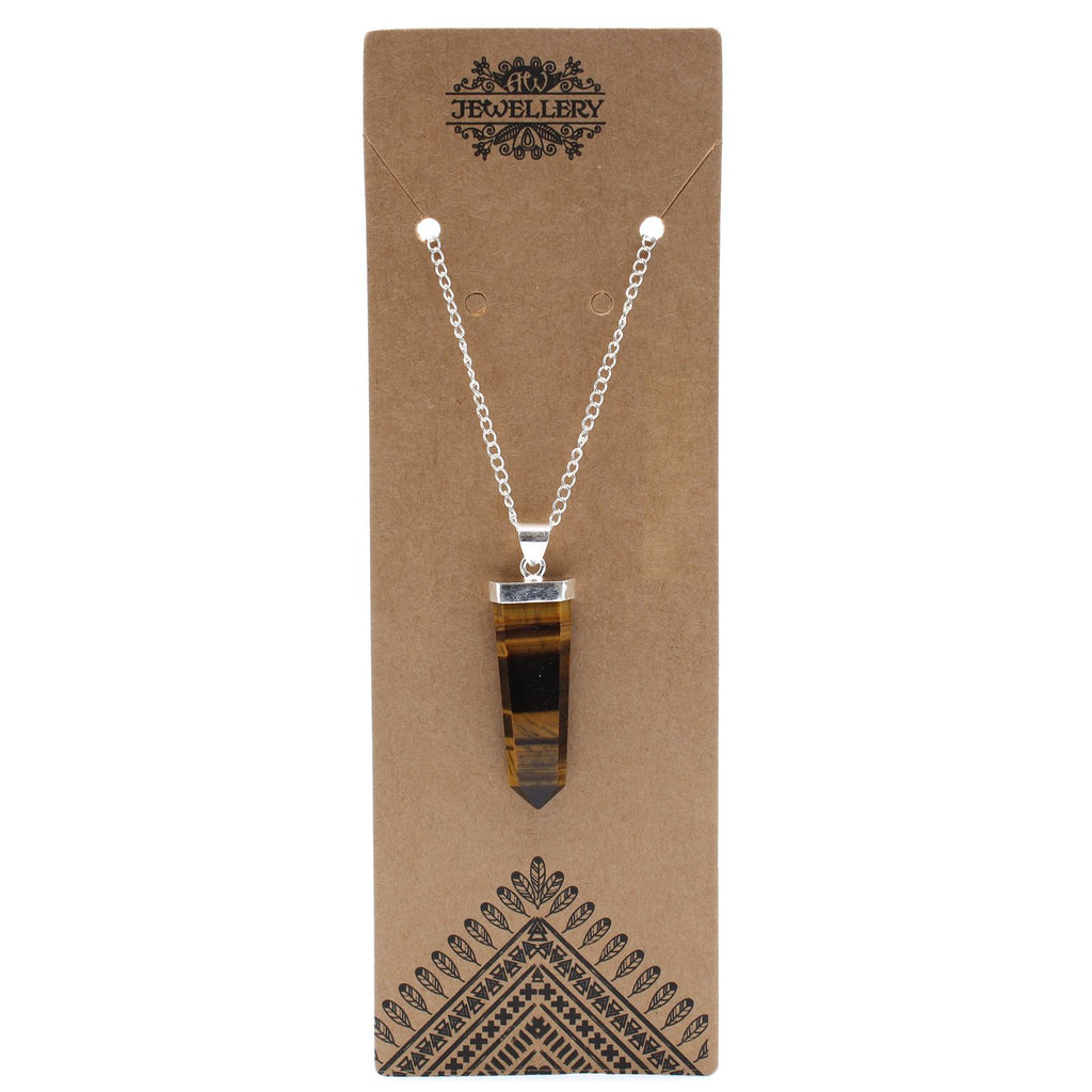 Tiger Eye Gemstone Flat Pencil Pendant