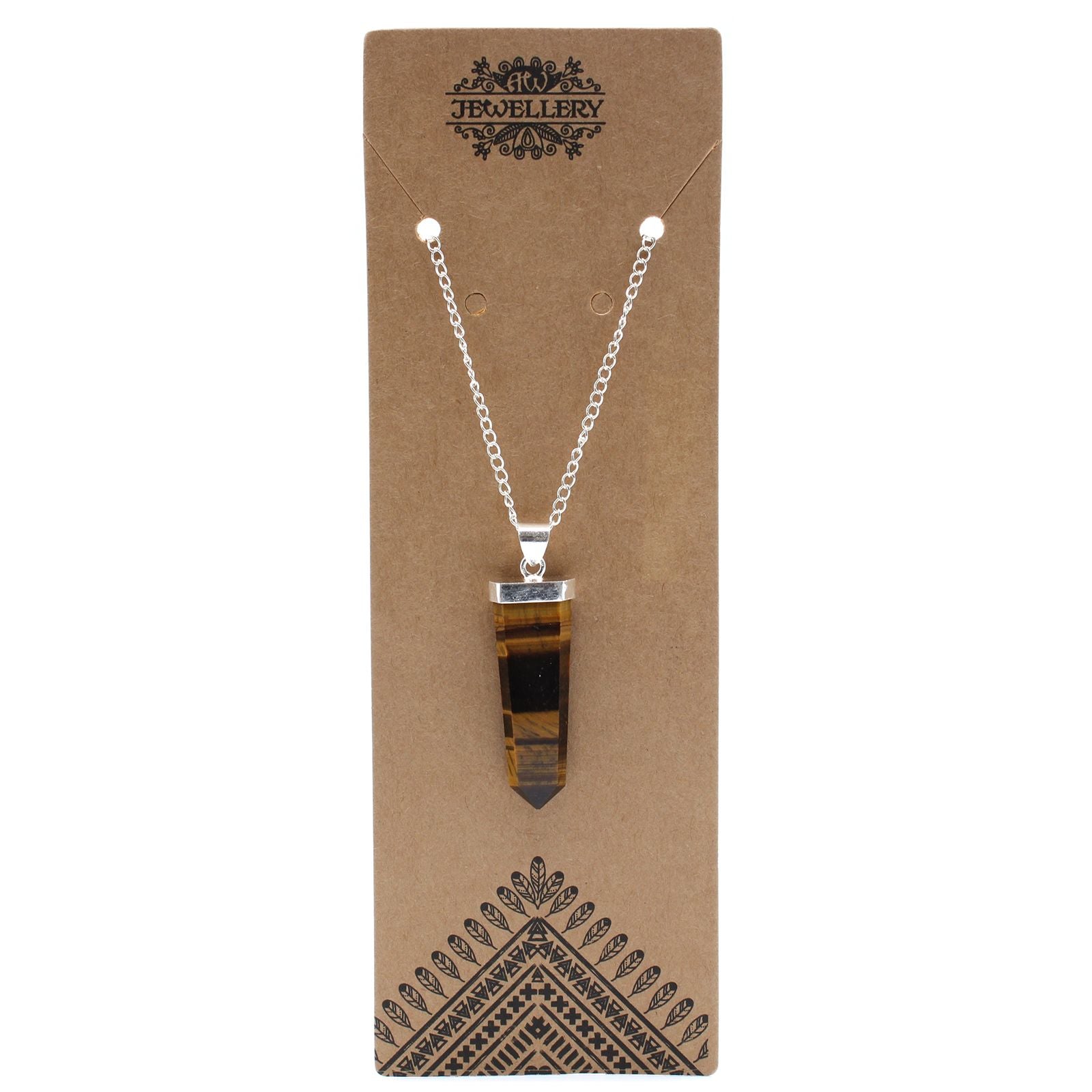 Tiger Eye Gemstone Flat Pencil Pendant
