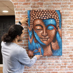 Bronze & Blue Flower Buddha Painting